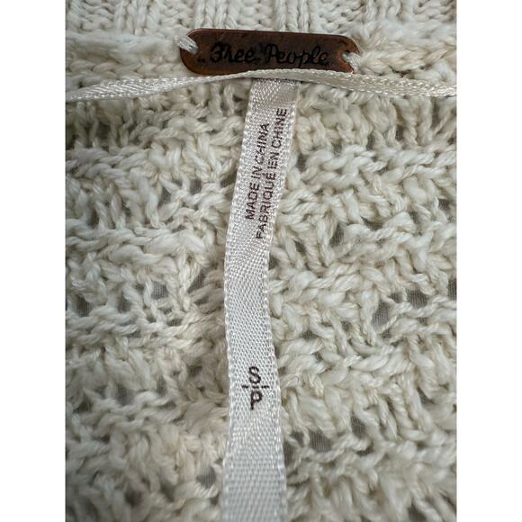 Free People Open Bow Back Sweater Size SMALL Cream Beige Cotton - Picture 9 of 11